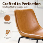 STOOLINK 26 Inch Bar Stools Set of 2, Counter Height Bar stools for Kitchen Island, Modern Crazy Horse Leather Bar Stool with Back and Metal Legs, Whiskey Brown