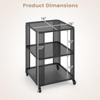 Giantex 3-Tier End Table, Rolling Side Table w/Open Storage Shelves, Sturdy Mesh Metal Frame & Lockable Wheels, Mobile Small Bedside Night Stand for Bedroom Living Room Office