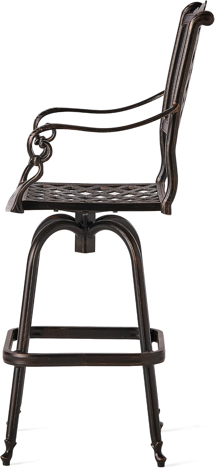 Christopher Knight Home Avon Outdoor Cast Aluminum Bar Stools, 2-Pcs Set, Shiny Copper