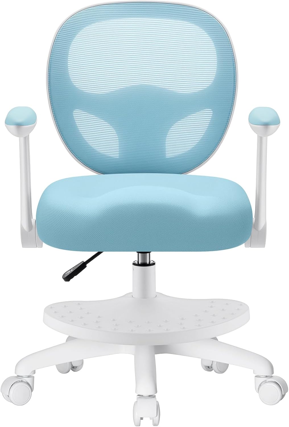 Kids Desk Chair Ergonomic Study Chair with Flipped Armrest and Footrest Swivel Mesh Desk Chair with Wheels Home Office Chair for Children in Home Bedroom Blue