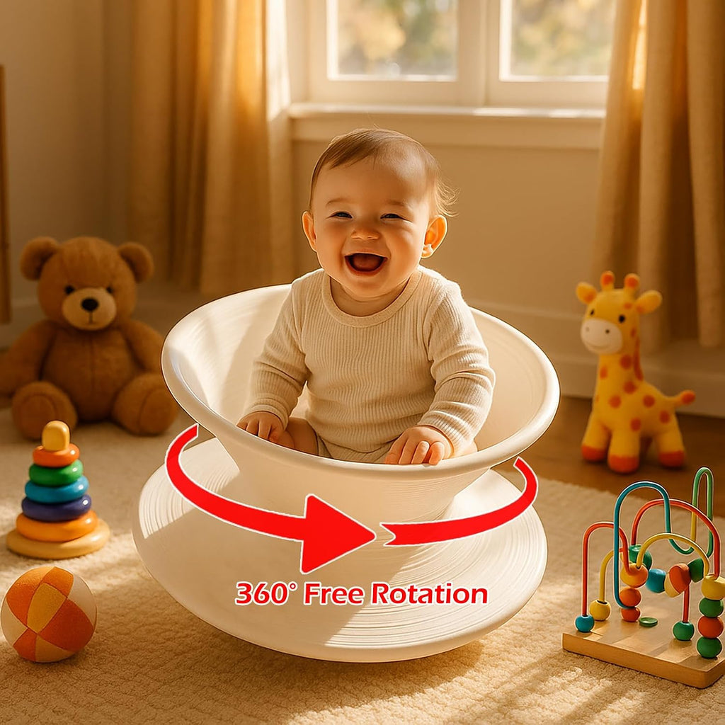 360° Rotating Gyro Spun Chair – Ergonomic Spinning Swivel Chair for Kids, Durable, Modern Indoor/Outdoor Fun Seat (White)