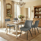 Velvet Dining Chairs Set of 2, Modern Upholstered Kitchen and Dining Room Chair with Ergonomic Back, Mid Century Armless Accent Side Chair with Metal Legs for Vanity Living Room Reception, Grey