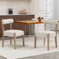 ZJhome Modern Dining Chairs Set of 2 – Mid-Century Modern Faux Leather Upholstered Kitchen & Dining Room Chairs with Curved Back, Oversized Rounded Seat, Sturdy Wood Frame, Beige