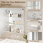 Lighted Medicine Cabinet with Mirror 20x26 IN, LED Medicine Cabinet Mirror with 3-Colors Dimmable Light, Defog, Medicine Cabinet with Lights Built-in Sensing Light, 2 Outlets, Recessed or Wall Mount