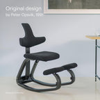 Varier ThatSit Balans Adjustable Ergonomic Kneeling Chair with Backrest, 10-Year Limited Warranty, Designed by Peter Opsvik, Natur/Black