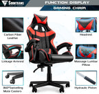 Soontrans Red Gaming Chair,Ergonomic Gamer Chair,Racing Game Chair,PC Computer Chair with High-Back,Adjustable Headrest and Lumbar Support