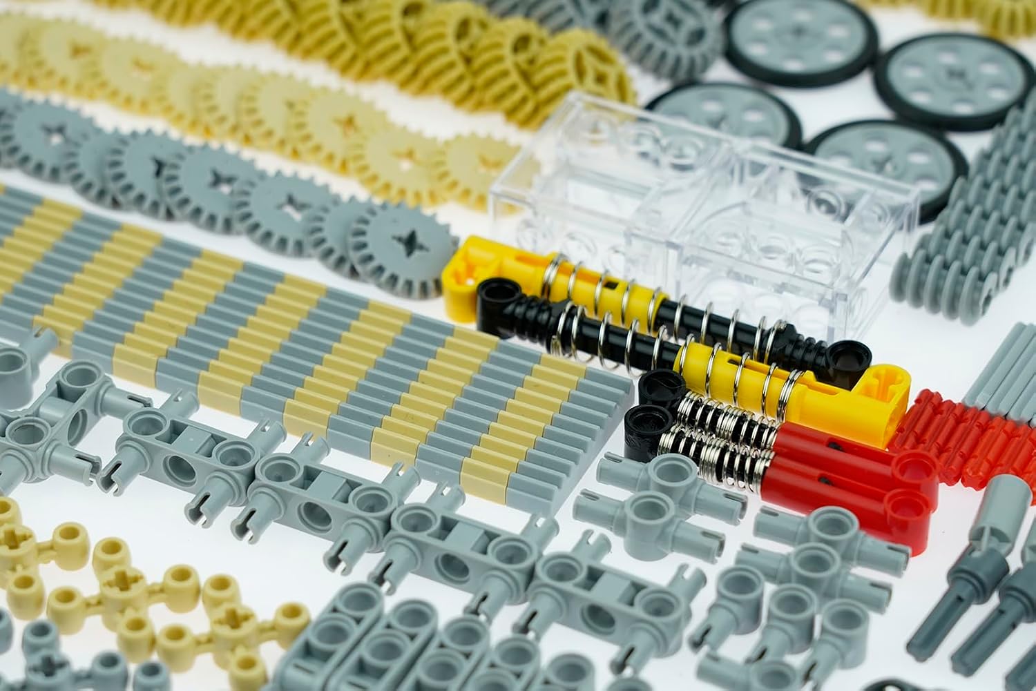MALEKO Technical Gears-Axles-Pins-Wheel Set, 800+ Piece Technical Parts Compatible with Major Brands, Building Block Accessories Kit-Motor, Wheels, Chain Link Connector, Tires