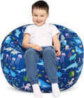 Bean Bag Chair Cover for Kids Stuffed Animal Storage Organizer Seat | Toddler Toy Storage Organizer, For Girls and Boys, Large 32'', Cover Only (No Filling)