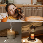Candeldo Candle Warmer Lamp with Timer: Black Candle Warming Lamp Height Adjustable Wax Melt Warmer Dimmable Modern Farmhouse New Home Bedroom Decor Mothers Day Housewarming Gift for Women