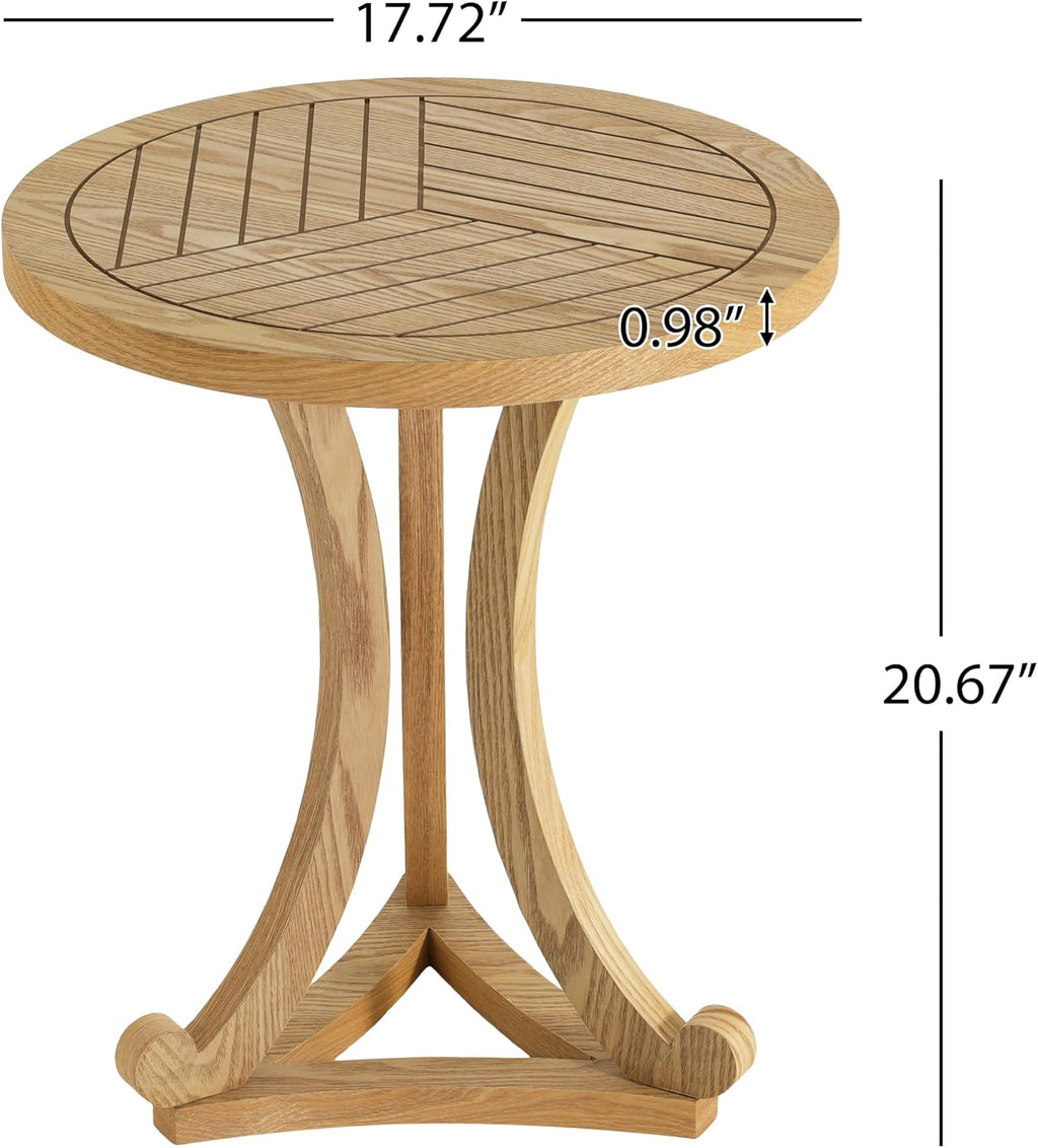 Christopher Knight Home Isele Wood Accent Table with Round Slatted Top Design, Small Side Table with Unique Curved Base, Modern End Table for Living Room/Bedroom/Small Spaces, Natural