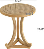 Christopher Knight Home Isele Wood Accent Table with Round Slatted Top Design, Small Side Table with Unique Curved Base, Modern End Table for Living Room/Bedroom/Small Spaces, Natural