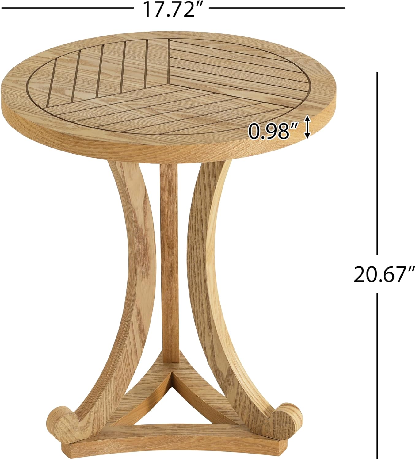 Christopher Knight Home Isele Wood Accent Table with Round Slatted Top Design, Small Side Table with Unique Curved Base, Modern End Table for Living Room/Bedroom/Small Spaces, Natural