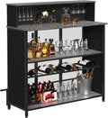 GDLF Home Bar Unit Mini Bar Liquor Cabinet with Storage and Footrest for Home Kitchen Pub (Grey)