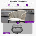 PURPLE LEAF Outdoor Bar Stools Set of 2 Modern Wicker Barstools with Wraparound Backrest Boho Aluminum Woven Chairs for Kitchen Island Indoor Outdoor Garden, Gray