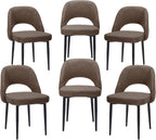Modern Dining Chairs, Fabric Upholstered Accent Kitchen Chairs with Comfy Padded Seat & Sturdy Metal Legs, Side Farmhouse Chairs for Dining Room, Living Room, Restaurant (Mossy Taupe, Set of 6)