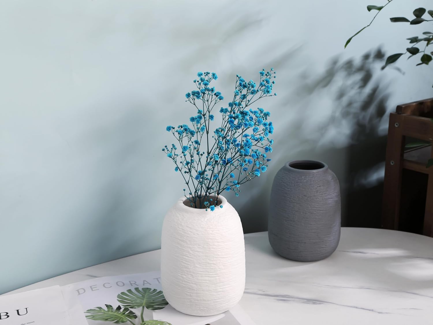 Ceramic Vases, White Vases, Minimalist Vases, Home Decor Vases, Fits Everywhere, Also Gifts for Christmas, Independence Day and Other Holidays, 5.9 Inch. (White)