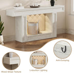 Rresyet 63" Console Table, 2-Tier Entryway Table with Sensor Lights, Coffee Table Behind The Sofa, with U-Shaped Base Suitable for Entryways, Living Rooms, Corridors, and Foyers(White)