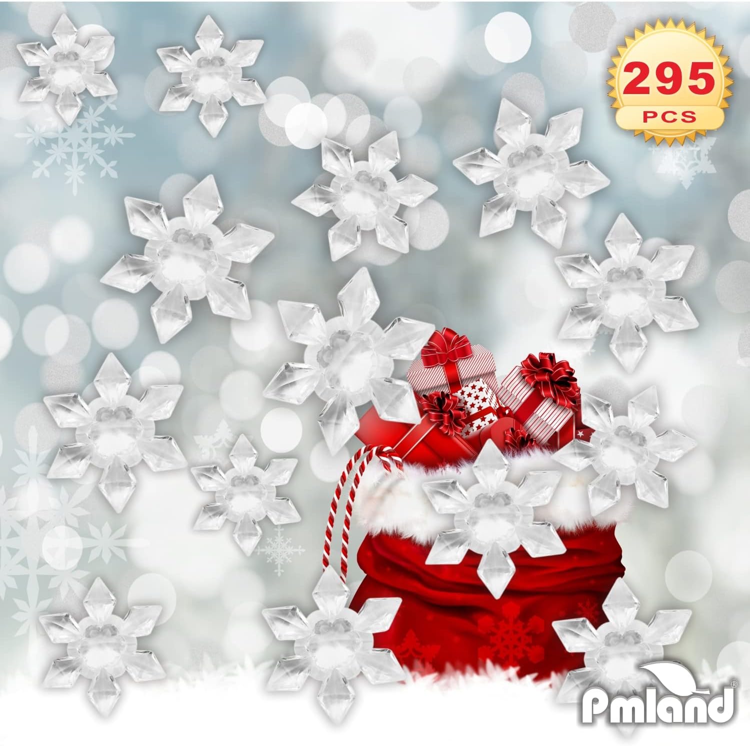 PMLAND Winter Acrylic Clear Snowflake Ornaments and Table Scatter Decoration - 290+ Pieces for Christmas Holiday Party Festival Events Home Decor