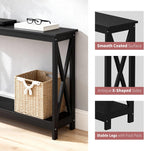 ZenStyle Sofa Side Console Table with 2 Storage Shelves Narrow Accent Table for Entryway/Hallway/Living Room, 46.9in L x 11.8in W x 31.7in H, Black