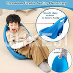 4 Packs Blue, Autism Sensory Rocking Chair, Fun Wobble Chairs for Classroom Elementary, Portable Floor Seating with Back rt, Plastic Reading Chair with Handle for Indoor Outdoor (Red 1 PCS)