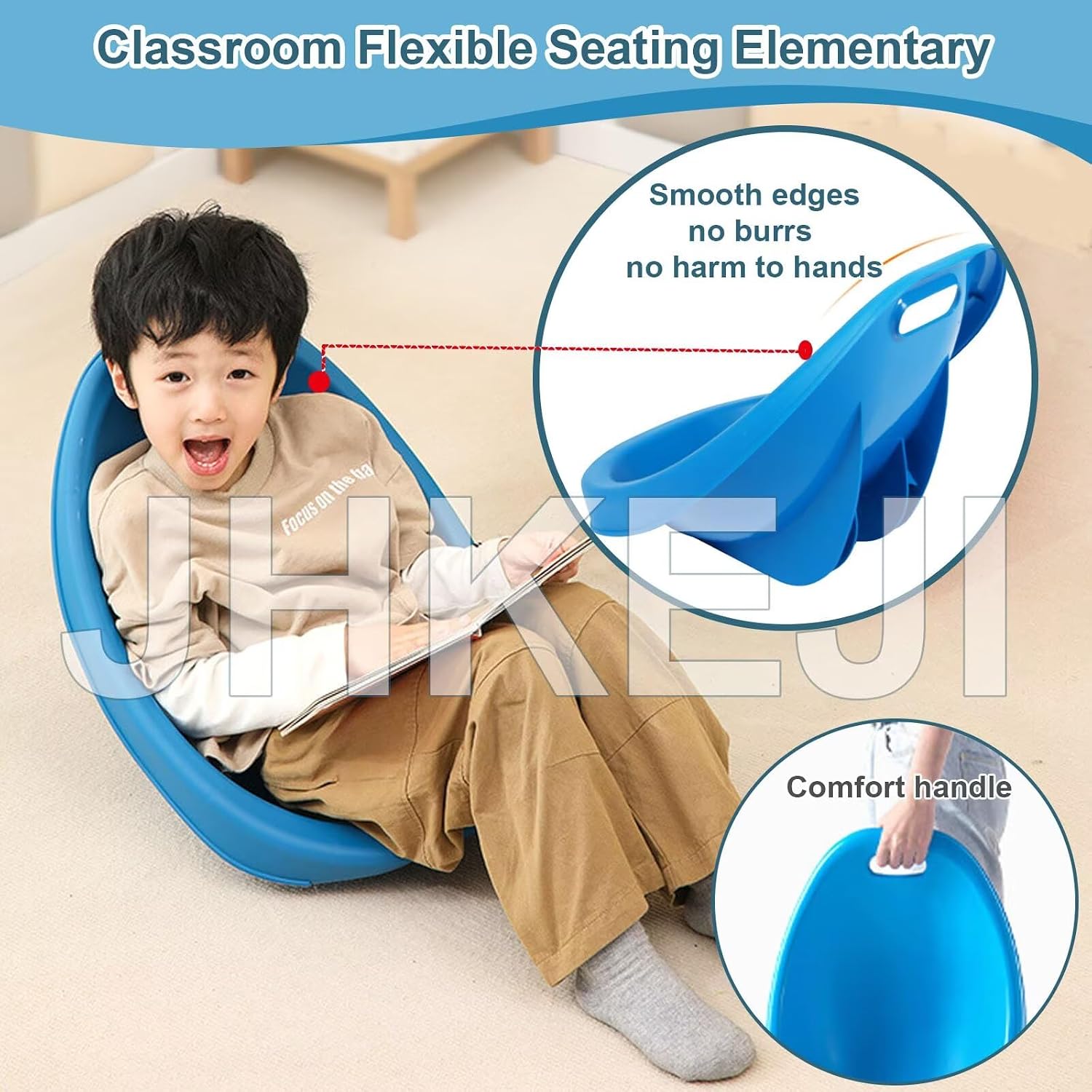 4 Packs Blue, Autism Sensory Rocking Chair, Fun Wobble Chairs for Classroom Elementary, Portable Floor Seating with Back rt, Plastic Reading Chair with Handle for Indoor Outdoor (Red 1 PCS)