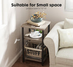 DUMOS Side Table, Small End Table, Tall Nightstand for Living Room, Bedroom, Office, Bathroom, 2 Pack Grey