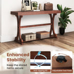 Giantex 52" Narrow Console Table, Vintage Accent Entryway Table with Open Storage Shelf, Long Wooden Behind Couch Sofa Table with Anti-tip Kit for Small Spaces Living Room Hallway (Walnut)
