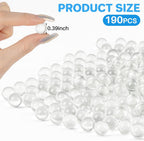 Sukh 190 Pcs Clear Marbles for Vase Filler - Small Round Glass Beads 0.39In Transparent Glass Marbles for Vases,Aquariums,Home Decoration,Games,1LB