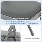 DUMOS 2 Pack Folding Chairs with Padded Cushion and Back - PU Leather Stackable Portable Dining Chairs Set, for Home and Office, Conference, Wedding, Party, Patio, Garden, for Indoor Outdoor, Grey