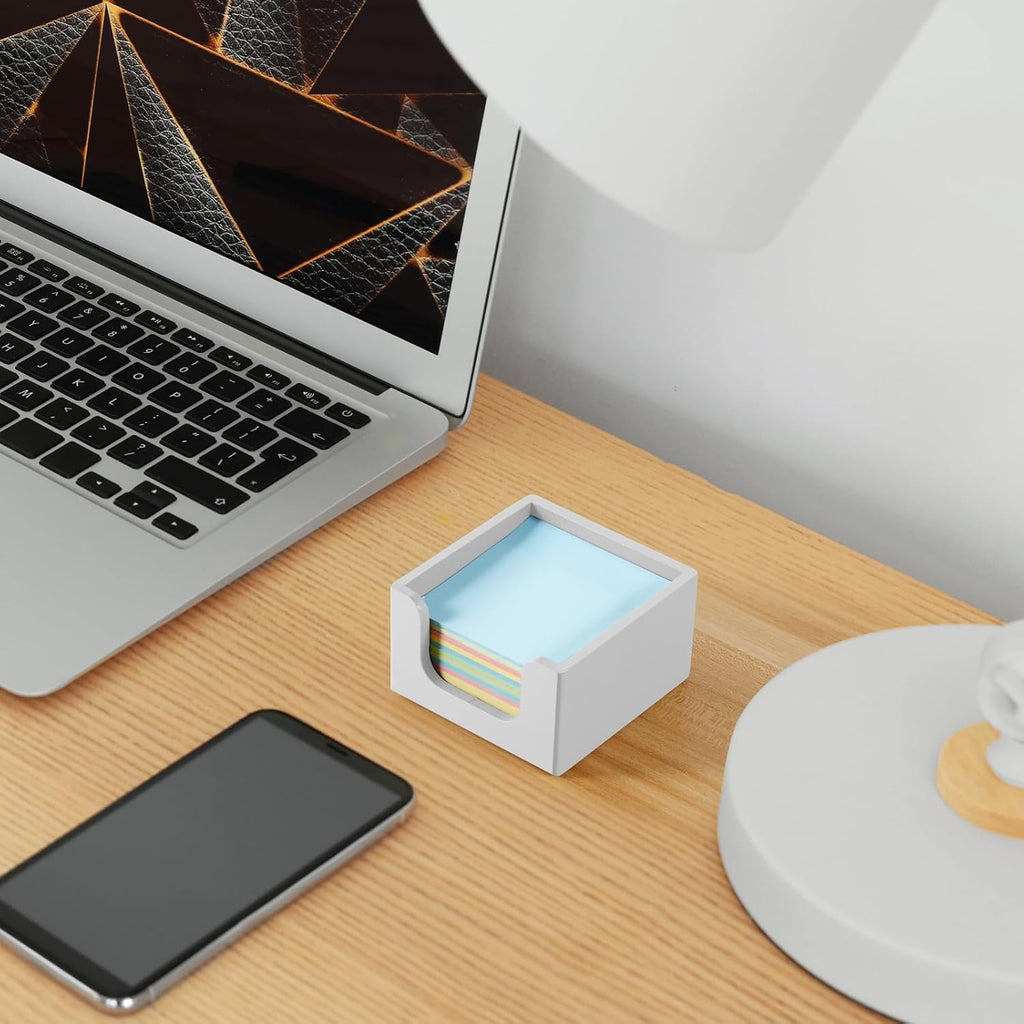 Sticky Note Holder, Sticky Note Dispenser for Office Desk Accessories, Self Stick Note Pad Holder, Memo Pad Holder Dispenser Organizer for School Office Desk Supplies, White