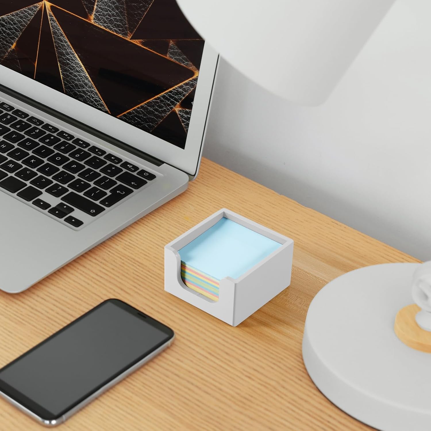Sticky Note Holder, Sticky Note Dispenser for Office Desk Accessories, Self Stick Note Pad Holder, Memo Pad Holder Dispenser Organizer for School Office Desk Supplies, White