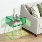 Acrylic Nightstand Side Table with Storage Shelf, Modern End Table for Living Room, Transparent Small Bedside Table for Bedroom, Home Decor, Living Room