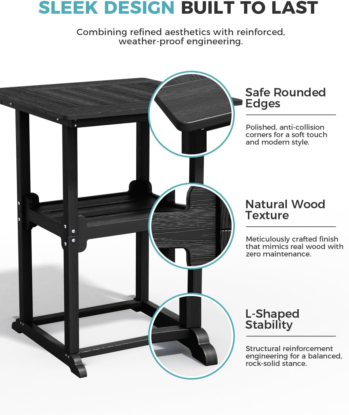 Ciokea 28" Outdoor Bar Table with Storage Shelf, Square High Top Bar Table, Ideal Bar Height Table for Outrdoor Bar, Dining, Balcony, Patio, Garden, Yard, Poolside, Black
