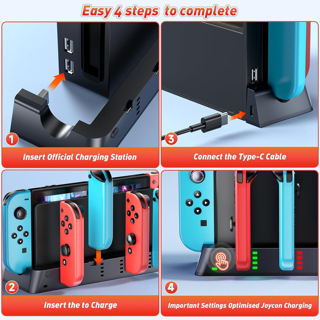 Switch Controller Charger Dock Station for PSP Gaming Console Compatible with Nintendo Switch & OLED Model Joy-con, Charging Dock Station Support to Charge 6 Joycons