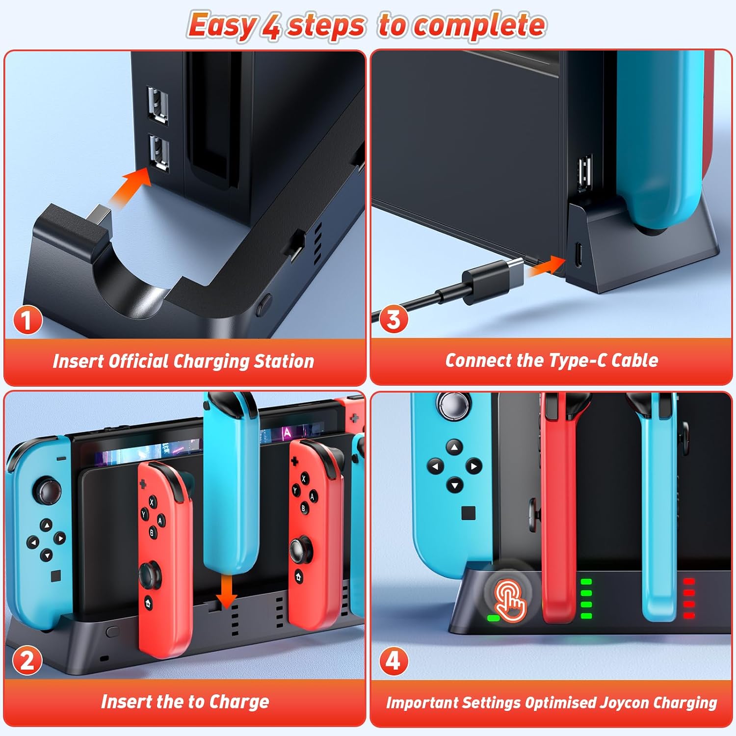 Switch Controller Charger Dock Station for PSP Gaming Console Compatible with Nintendo Switch & OLED Model Joy-con, Charging Dock Station Support to Charge 6 Joycons