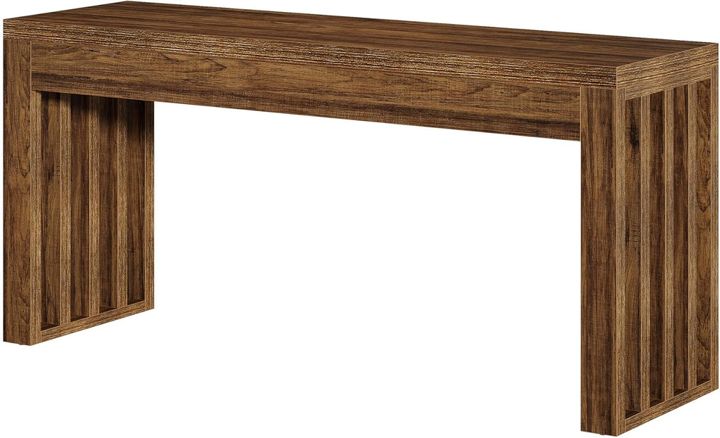 Tribesigns 63" Bar Table, Farmhouse Counter Height Pub Table for 4, Rectangular High Top Home Bar for Kitchen, Dining Room & Small Spaces, Rustic Brown
