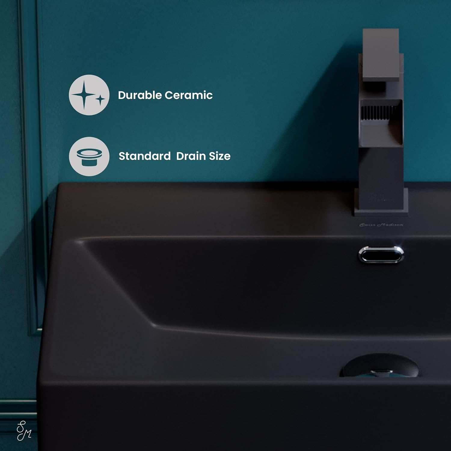 Claire 24" Ceramic Console Sink Matte Black Basin Brushed Gold Legs
