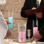 Irenare Unity Sand for Wedding Ceremony Set, Include Vase, Sand, Cork Stopper for Weddings Engagement Anniversary(Red and Blue,Flower)