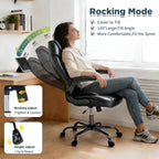 Ergonomic Executive Office Chair with Flip up Arms, Wide Seat Big and Tall Office Desk Chairs with Back Lumbar Support for Back Pain, Black Leather