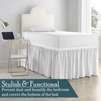 SKY BEDDINGS Dorm Room Bed Skirt - College Dorm Bed Skirt - Twin XL, Extra Long - 32 Inch Drop - 100% Microfiber - White