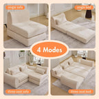 102" Modular Sectional Boneless Couch for Living Room, Convertible Cloud Sofa Bed Couches with Upholstered Deep Seat, No Assembly Needed, Ideal for Small Space Apartment Playroom Bedroom Studio Beige | cloud-like comfy