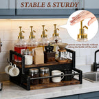 2-Tier Coffee Syrup Organizer Rack, Holds 12 Bottles Syrup Rack with Coffee Capsules Storage Drawer, Kitchen Countertop Organizer for Coffee Bar Station, Home, Wine Rack