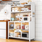 Sideboard with Buffet Cupboard, Tall Kitchen Pantry Storage Cabinet with Microwave Stand, Adjustable Shelf, Cupboard for Dining Room Living Room Furniture(White,80cm/31.4in)