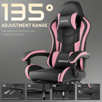 Gaming Chair with Footrest, Ergonomic Gaming Chair, Computer Chair with Lumbar Support, Headrest, Height Adjustable PC Chairs with 360° Swivel Seat for Office or Gaming Blackpink