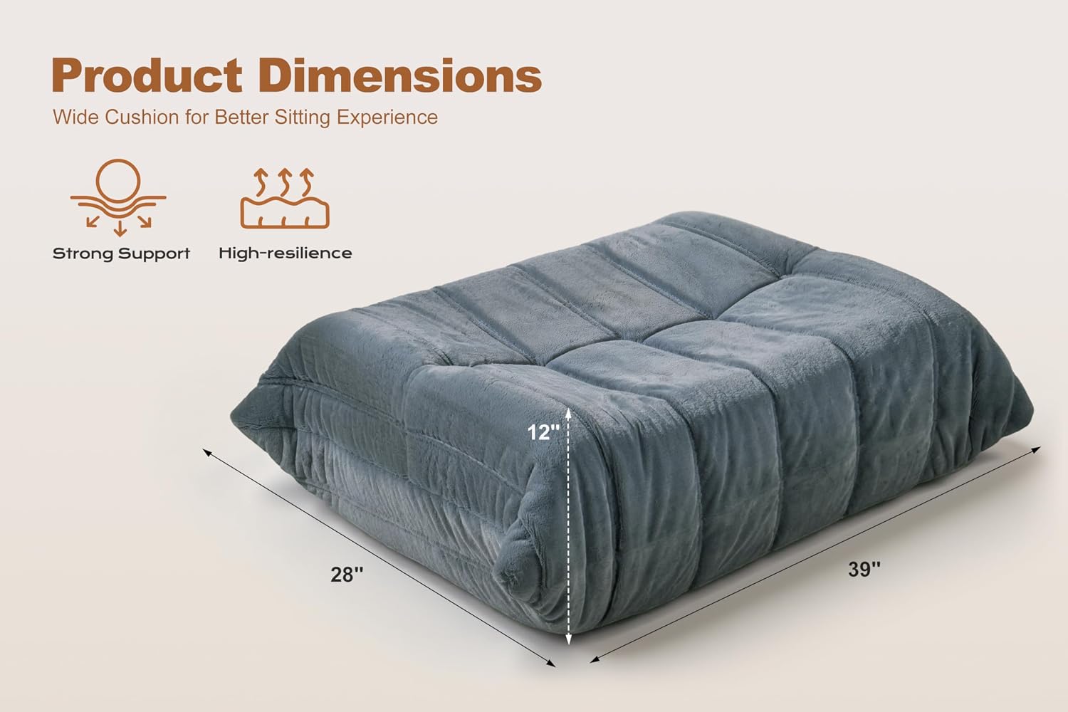 Bean Bag Pouf Ottoman, Foot Stool, Foot Rest with Memory Foam Filled, Rectangle Ottoman for Living Room, Bedroom, Office (Grey Plush)