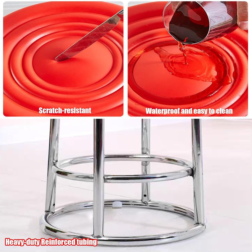 Backless Kitchen Stool, Stable Reinforced Frame Bar Stool, Office Three-Ring High Chair, for Patio, Picnic, Kitchen, Dining(Orange,63cm)