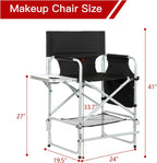 Tall Makeup Chair 41'', Director Chair 600 lbs Foldable Portable, Makeup Chair for Makeup Artist with Table, Cup Holder, Storage Bag & Footrest