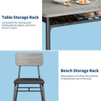 GarveeHome Dining Table Set for 4 with Storage Rack, 5-Piece Kitchen Table and Upholstered Chairs of 4, Wood Tabletop & Heavy-Duty Metel Frame, Dining Room Set for Small Space, Apartment, Gray