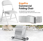 1 Pack Folding Chairs with Cushion Padded - Metal Chairs w/Comfortable Seats and Durable Steel Frame Foldable Chair for Indoor Outdoor Wedding, Party, Backyard & Office Events (White, 1 Pack)