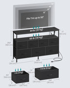 SONGMICS BELLAH Collection - Dresser for Bedroom with App-Controlled LED Lights and Charging Station, Chest of Drawers, TV Stand, 7 Drawers, Shelf, Modern, Ink Black ULGS733BH02S